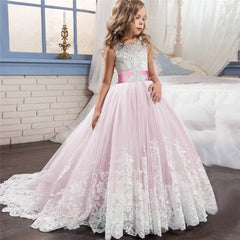 2023 Summer Girls Dress Long Bridesmaid Kids Dresses For Girls Children Princess Dress Party Wedding Dress 3 10 14 Years Vestido