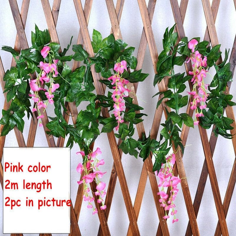 2x 7FT Artificial Wisteria Vine Garland Plants Foliage Trailing Flower flowers Outdoor home office hotel decor