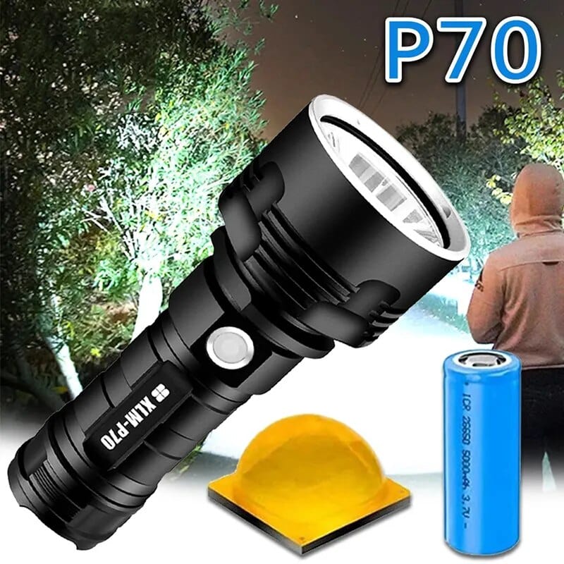 P70 Tactical Lamp Strong Light Flashlight Outdoor High-power Led USB Rechargeable Waterproof  Aluminium Alloy Torch