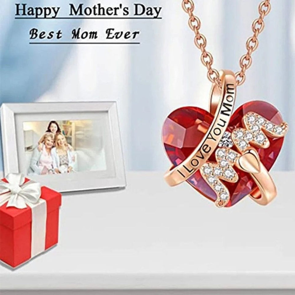 Mother's Day Love Necklace "I Love You Mom" Red Love Mom Necklace Mother's Day Gift Mom Birthday Holiday Gift Jewelry