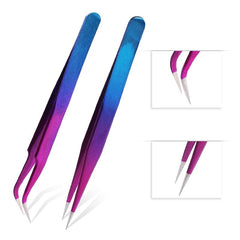 Qiao Excellent Quality Tweezers Bend+Straight New Stainless Steel Industrial Anti-static Cross Tweezers Sewing Accessories Tools