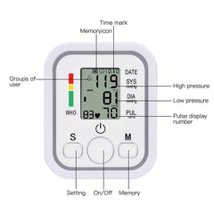 Blood Pressure Monitor Upper Arm Automatic Tonometer Digital Blood Pressure Meter BP Medical Sphygmomanometer Pulse