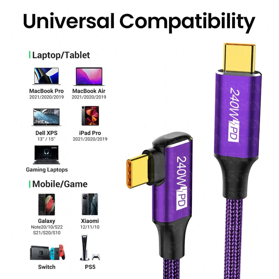 USB Type C to C Cable 240W PD3.1 Fast Charging Wire for iPhone 15 Plus PS5 Switch Samsung MacBook Pro 5A Fast Charging Cable 3m