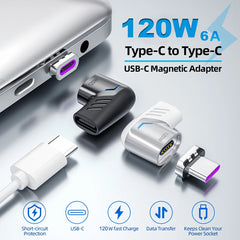 120W USB Type C To USB C Magnetic Adapter 90 Degree Fast Charging Magnetic Converter For Mac book iPad Pro Switch Samsung