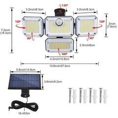 Waterproof Solar Powered Outdoor Light Motion Sensor 2000LM 333 LED Security Street Lamp Sconce Spotlights for Garden Decoration