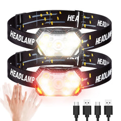 9 Led Strong Headlamp USB Rechargeable Motion Sensor Headlight Portable Fishing Camping Outdoor Head Lamp Work Flashlight