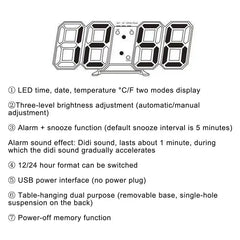 Digital Wall Clock Desk Clock Electronic Alarm Clock Modern Home Decoration Decoration for Bedroom Home Decor Interior Led Table