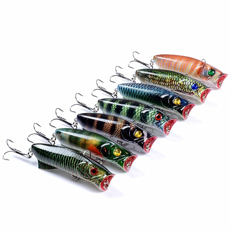 1pc Floathing Lure Topwater 3D Printed Popper Fishing Lure 7.8cm 11.5g Hard Bait Plastic Fishing Tackle Crankbait 7 Colors