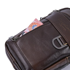 Vintage Men Cowhide Leather Shoulder Crossbody Bag Waist Fanny Pack Male Belt Bum Bag For Travel Casual Phone Messenger Handbags