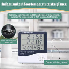 LCD Thermometer Electronic Digital Temperature Humidity Meter Indoor Outdoor  Hygrometer Weather Station Clock HTC-1 HTC-2