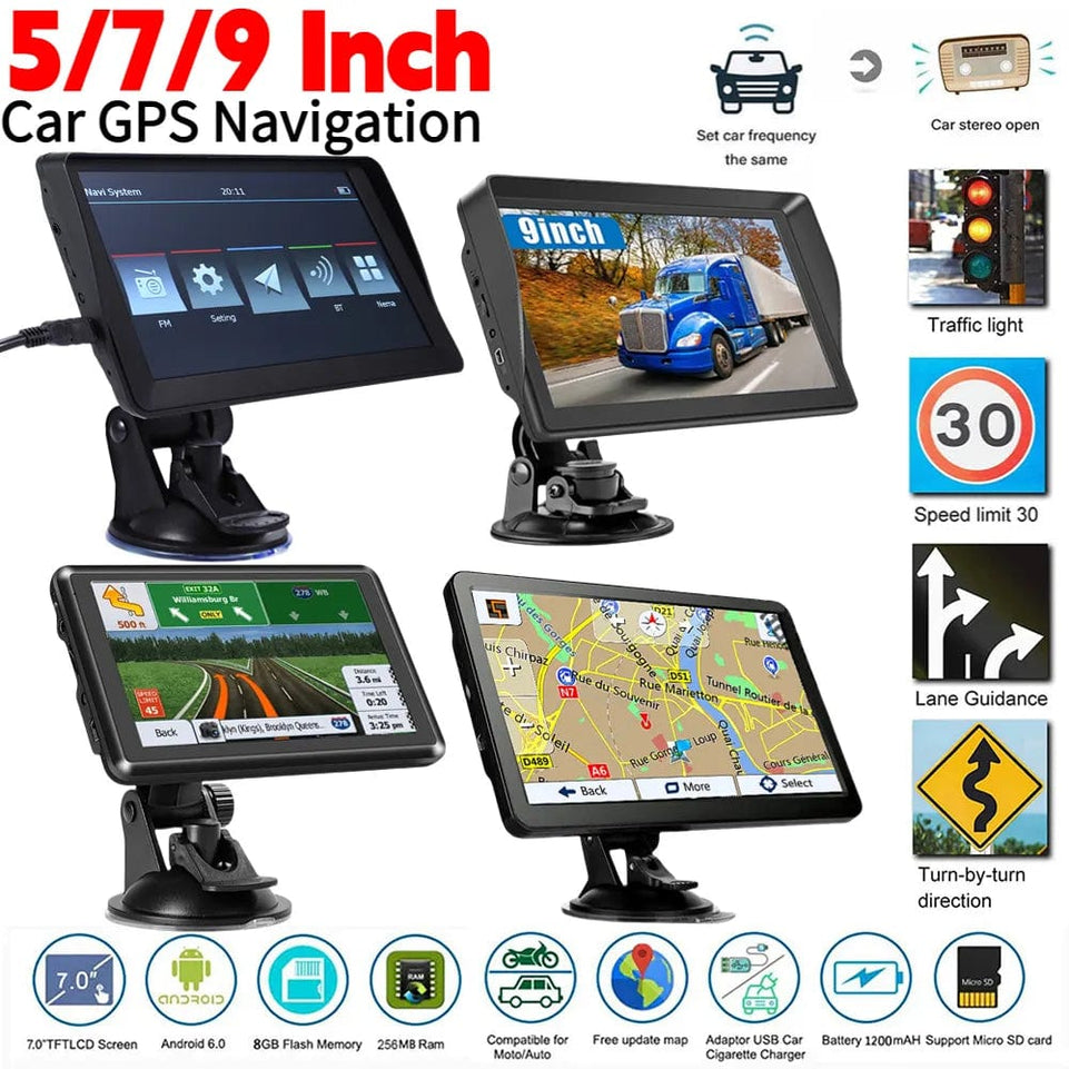 5/7/9'' Portable Car GPS Navigation Car Truck 256MB+8G Touch Screen Vehicle GPS Smart Navigation System Automotive Accessories