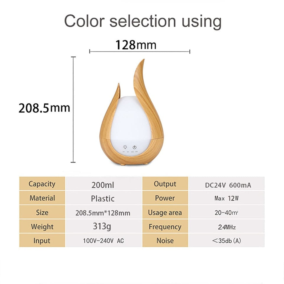 Aroma Diffuser 7 Colors LED Light Essential Oil Diffuser Cool Mist Electric Led Light Ultrasonic Air Humidifier 200ML for Home
