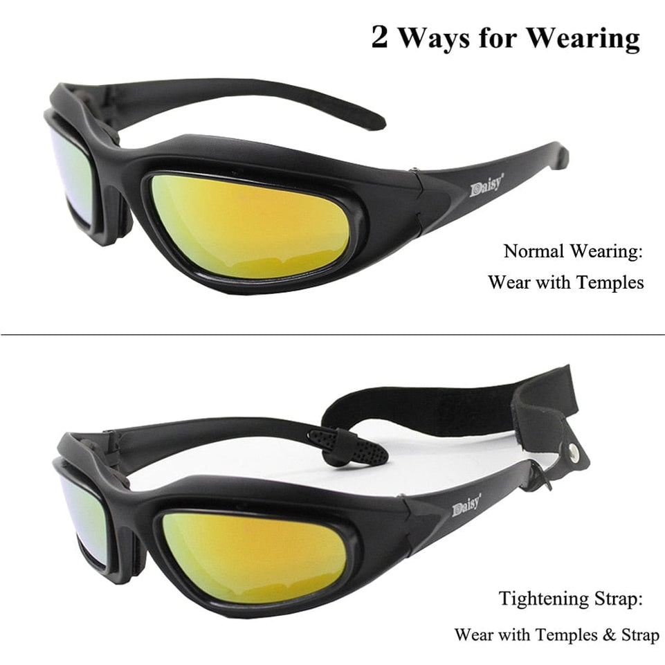 Tactical Polarized Glasses 4 Lens Army Sunglasses with 4 Lens Kit for Outdoor Sport Motorcycle Riding,Hiking,Fishing,Hunting