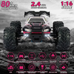 4WD 1:16 80KM/H Super Brushless 50KM/H Brushed RC Car 4x4 Off Road Remote Control High Speed Drift Monster Truck Toy  Kids Adult