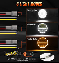 9Inch LED Driving Light 90000LM Spot Flood Combo Offroad Work Lights Amber DRL for Truck ATV UTV SUV Car 4x4 12V 24V