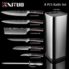 XITUO Chef knife 1-10 Pcs Set Kitchen Knives Laser Damascus Pattern Sharp Japanese Santoku Knife Cleaver Slicing Utility Knife - Wowza