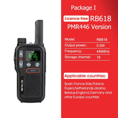 Retevis Mini Walkie Talkie Rechargeable Walkie-Talkie 2 pcs included PTT PMR446 Long Range Portable Two-way Radios For Hunting