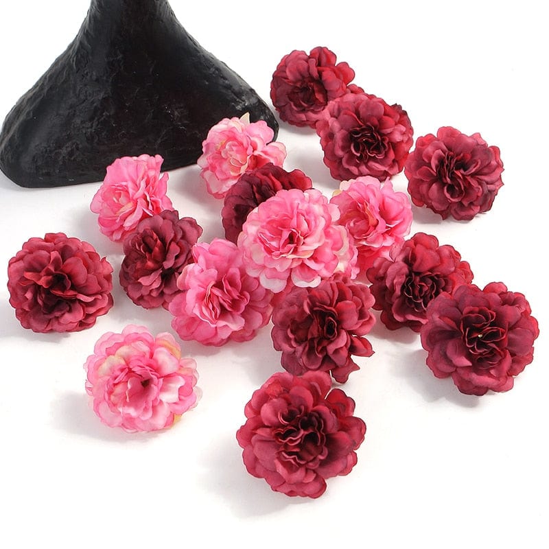 Rose Artificial Flowers Heads 4.5cm Fake Flowers For Wedding Party Decoration Home Decor DIY Craft Wreath Cake Gifts Accessories