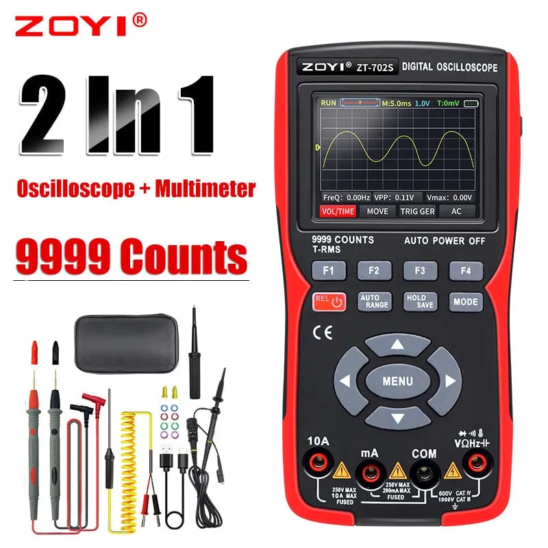 ZT-702S 2In1 Digital Oscilloscope Multimeter Real-time sampling rate 48MSa/s True RMS 1000V Professional Tester with 2.8" screen