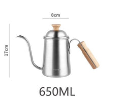 Coffee Hand Brewing Pot Wooden Handle 304 Non-stick Coat Food Grade Stainless Steel Fine Mouth Brew Pot Outdoor Coffee Make Tool - Wowza