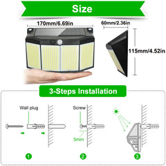 Solar 576 LED Outdoor Solar Power Lights Motion Sensor 3 Modes Waterproof Security Flood Lights for Outside Pathway Garden Garage Lamp