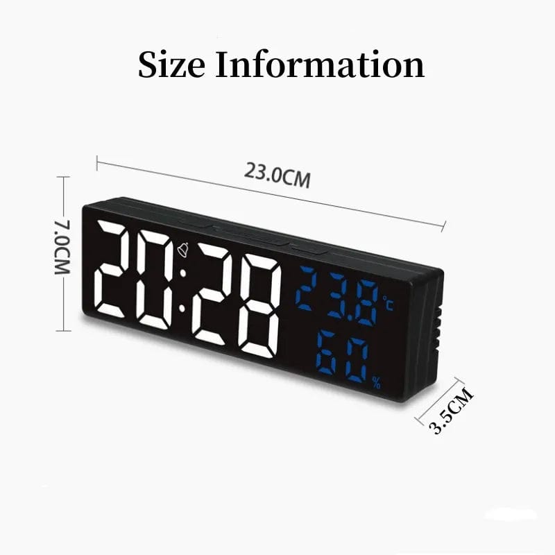 9 Inch Large Digital Wall Clock Temperature and Humidity Display Night Mode Table Alarm Clock 12/24H Electronic LED Clock