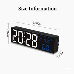 9 Inch Large Digital Wall Clock Temperature and Humidity Display Night Mode Table Alarm Clock 12/24H Electronic LED Clock