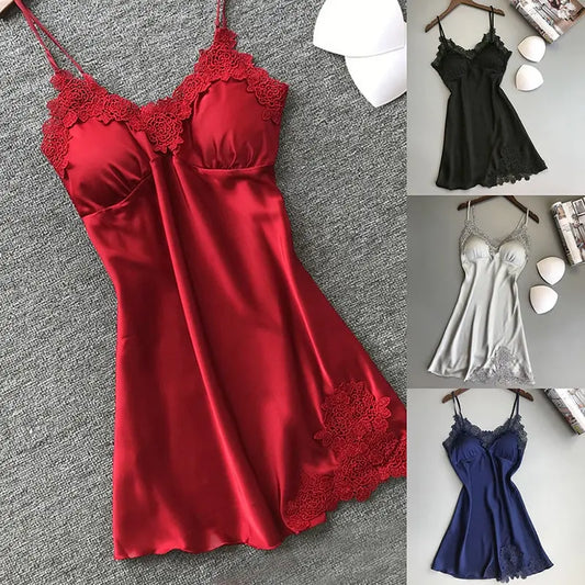 Sexy Pajamas Women's Silk Suspender Nightdress Ladies Spring And Summer Ice Silk Thin Halter Home Service Satin Night Dresses