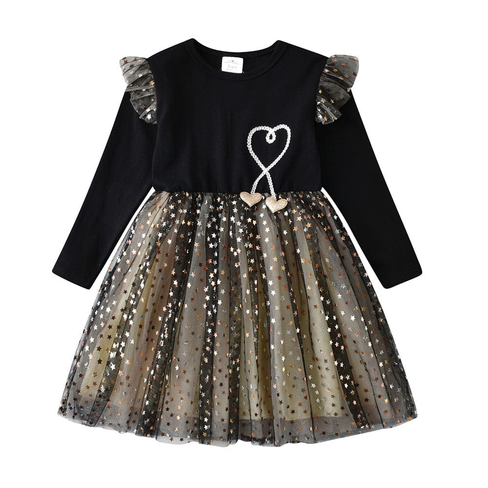 Kids Autumn Winter Dresses for Girls Star Sequins Princess Dress Girl Long Sleeve Party Vestidos Girls Dress Children Clothing