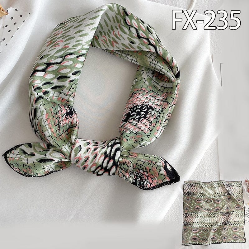 Women Small Satin Silk Scarf Square Print Wrap Foulard Femme Handkerchief Bandana Neck Hair Skinny Tie Scarves Shawls