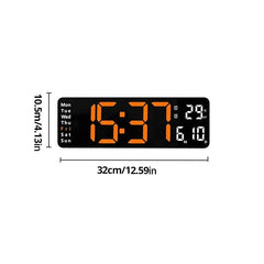 LED Digital Wall Clock 16 inch,Wall Mounted Remote Control Temperature Date Week Display Timer Dual Alarm Clock