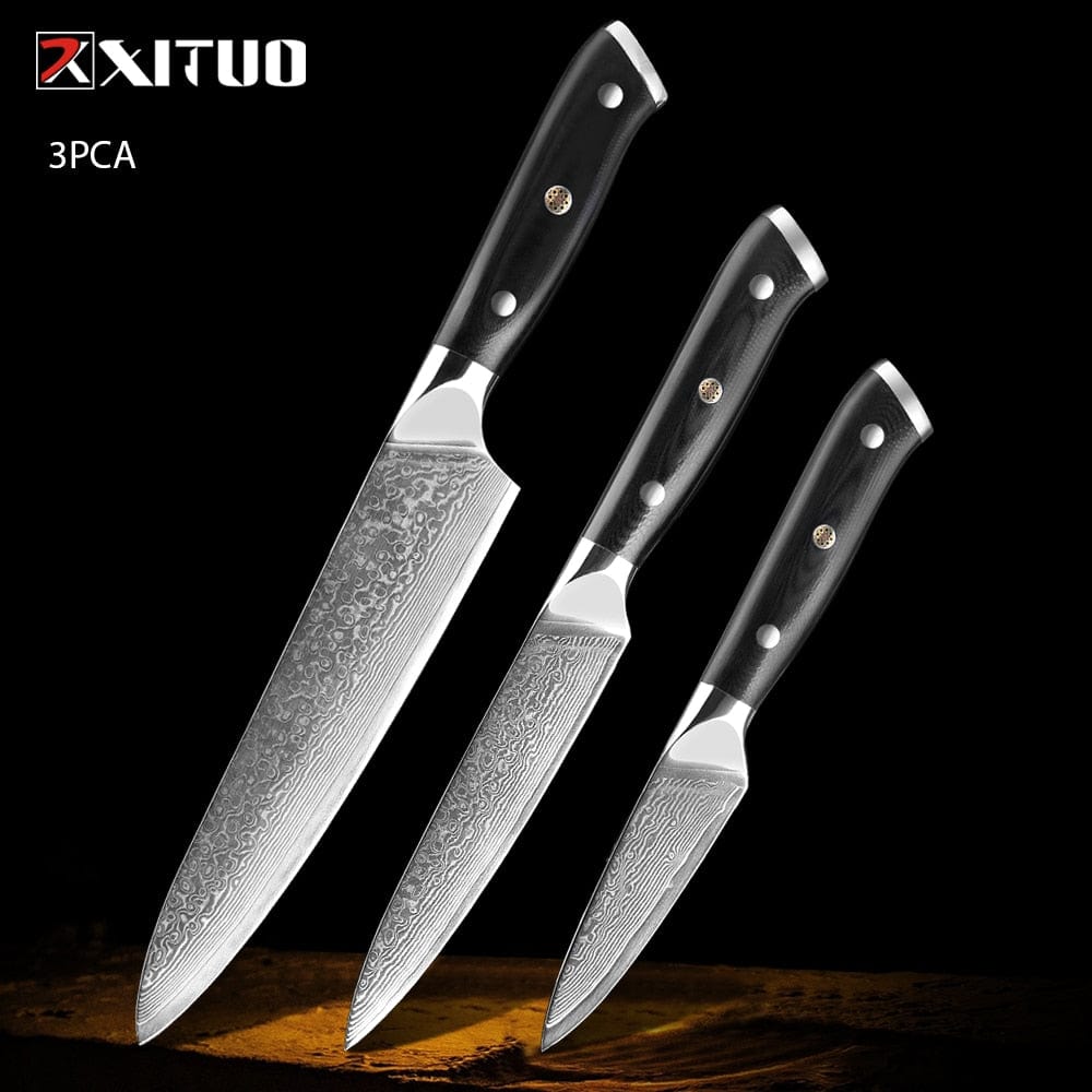 XITUO Damascus kitchen Knife 1-9PC 67 layers Japan Damascus steel Chef knife Sharp Sankotu Cleaver Boning Paring knife G10 handl - Wowza