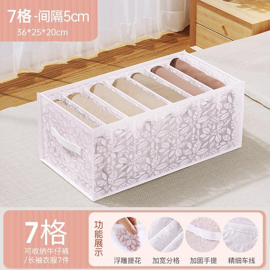 Jeans Compartment Storage Box Closet Clothes Drawer Mesh Separation Box Stacking Pants Drawer Divider Can Washed Home Organizer - Wowza