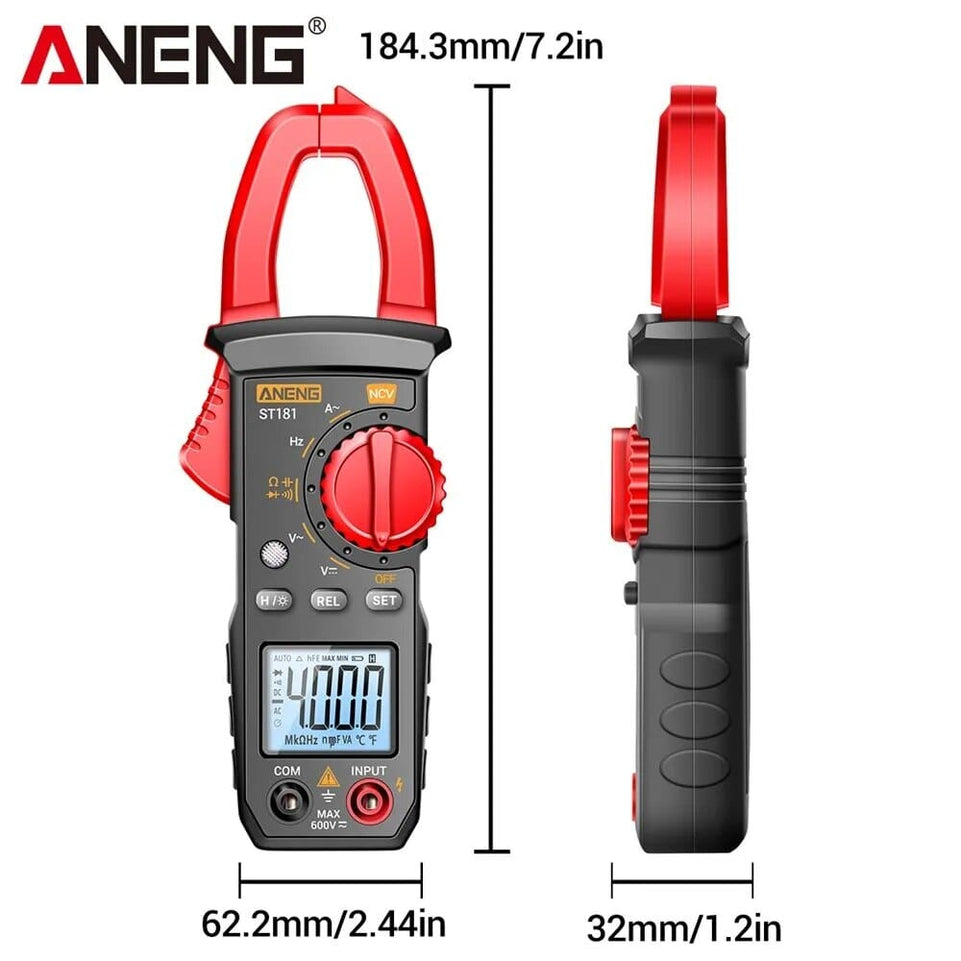 ANENG ST181 Clamp Meter Digital Multimeter DC/AC Current 4000 Counts Ammeter Voltage Tester Car Amp Hz Capacitance NCV Ohm Test