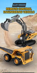 RC Excavator Dumper Car 2.4G Remote Control Engineering Vehicle Crawler Truck Bulldozer Toys for Boys Kids Christmas Gifts