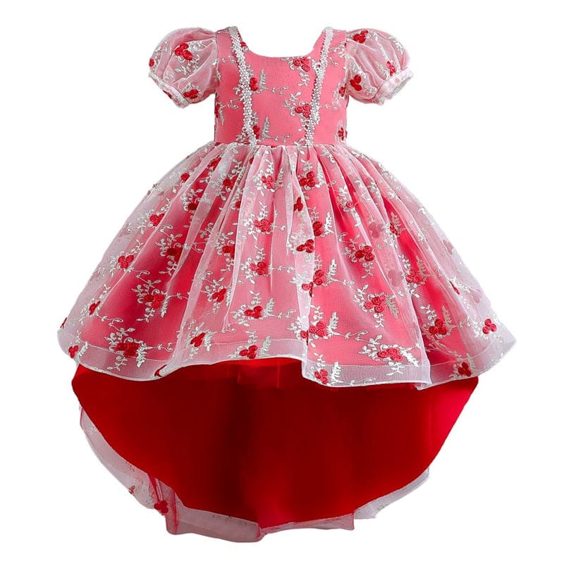 Kids Girl Cake Tutu Flower Dress Children Party Wedding Formal Dress for Girl Princess First Communion Costume