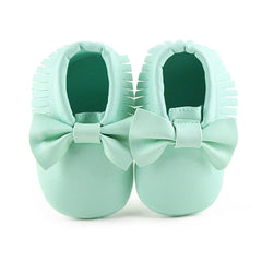 Baby Shoes Newborn Infant Boy Girl First Walker PU Sofe Sole Princess Bowknot Fringe Toddler Baby Crib Shoes Casual Moccasins