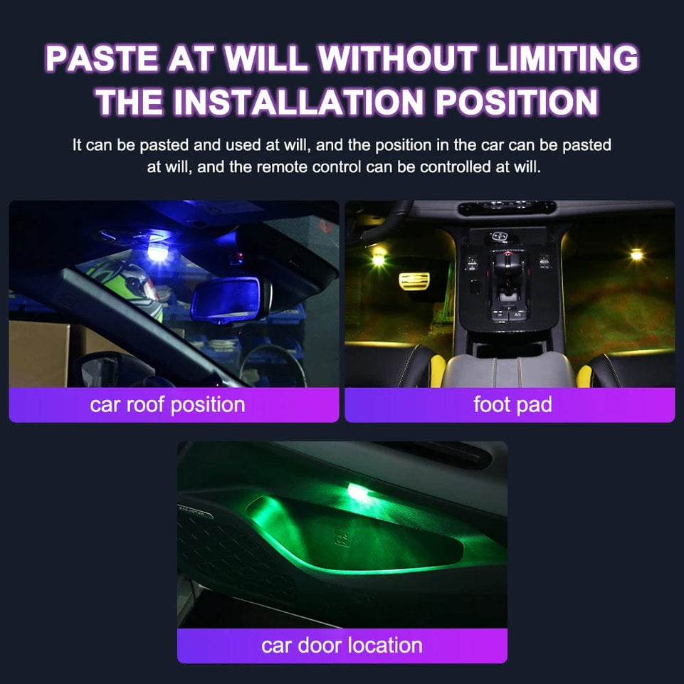 Wireless Car Interior LedAdhesive LED Ambient Light Remote Control Decoration Auto Roof Foot Atmosphere Lamp diamond diving light