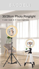 10" 26cm LED Selfie Ring Light Photography Video Light RingLight Phone Stand Tripod Fill Light Dimmable Lamp Trepied Streaming