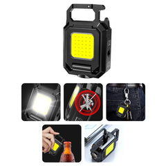 Pocket Work Light 1000LM COB LED Mini Keychain Light USB Rechargeable Flashlight IPX4 Waterproof for Outdoor Camping Hiking