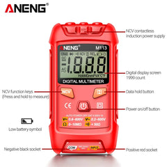 ANENG M113 Mini Digital Multimeter AC/DC Voltage Meter 1999 Counts Multimetro Ohm NCV Electricity Tools Measuring Instruments