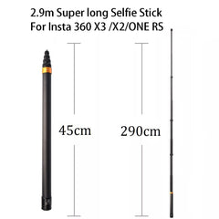 290cm Carbon Fiber Invisible Extended Edition Selfie Stick For Insta360 X3 / GO 3/ACTION 4 Accessories For Go Pro Selfie Stick