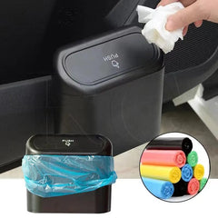 Universal Organiser Car Trash Bin Hanging Vehicle Garbage Dust Case Storage Box Black ABS Square Pressing Trash Can