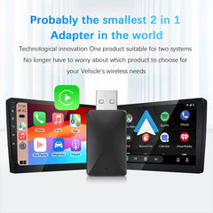 Mini Wireless CAR PLAY Adapter 2 in 1 5G Wifi & Bluetooth 5.0 Android Auto Plug and Play Non-inductive Connection