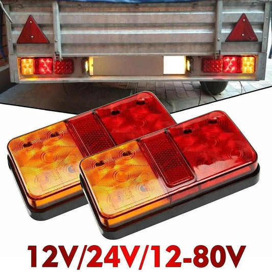 LED Tail Lights 2Pcs 12V 24V 10 Taillight Turn Signal Indicator Stop Lamp Rear Brake Light For Car Truck Trailer