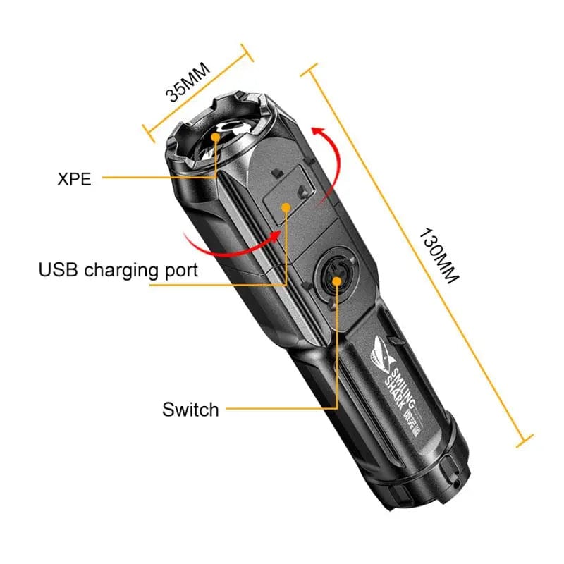 Powerful LED Flashlight Rechargeable Torch USB 18650 Waterproof Zoom Fishing Hunting 100000 Lumens Tactical Flashlight LED Flashlight