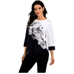 New 2023 Shirt Women Spring Summer Floral Printing Blouse 3/4 Sleeve Casual Hem Irregularity Female fashion shirt Tops Oversized