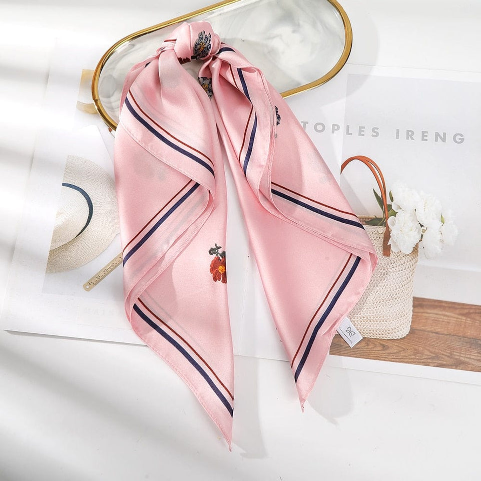 Haimeikang 60*60cm Square Silk Scarf Women Headband Fashion Print Neck Scarfs Office Hair Band Hand Kerchief Female Bandana