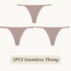 3PCS Seamless Thong Women Thin Strap Low Waist High Flexibility Panties Sexy Underwear Ladies Briefs T-back Comfortable Women