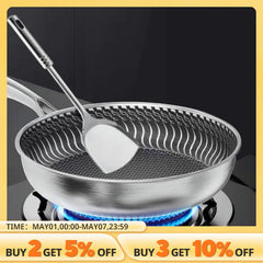 Stainless Steel Frying Pan 316 Stainless Steel Wok Pan Double-sided Honeycomb Skillet Suitable for All Stove